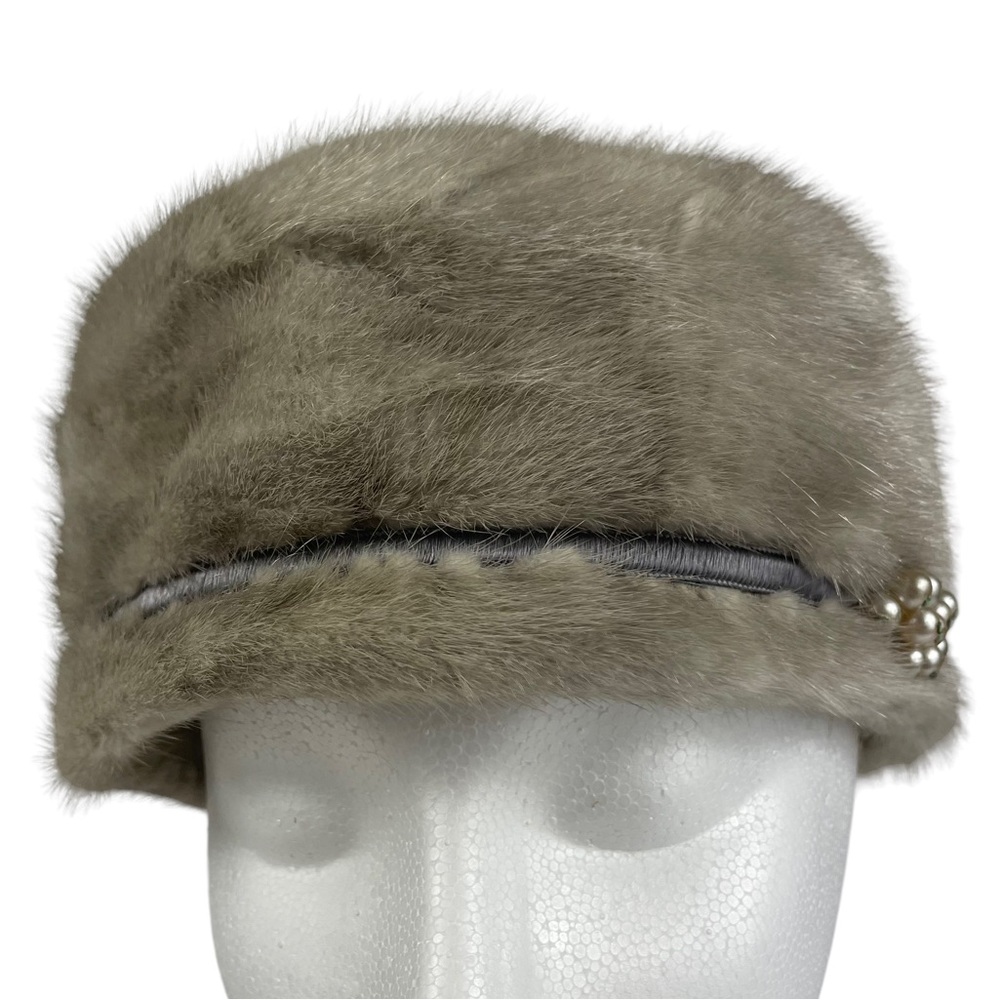 Janette Colombier Paris 1940s Union Made Imported Fur Winter Hat Pearl Accent OS - Picture 12 of 16